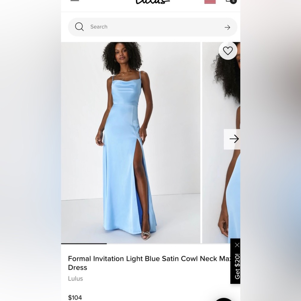 Lulus Formal Invitation Light Blue Satin Cowl Neck Maxi Dress